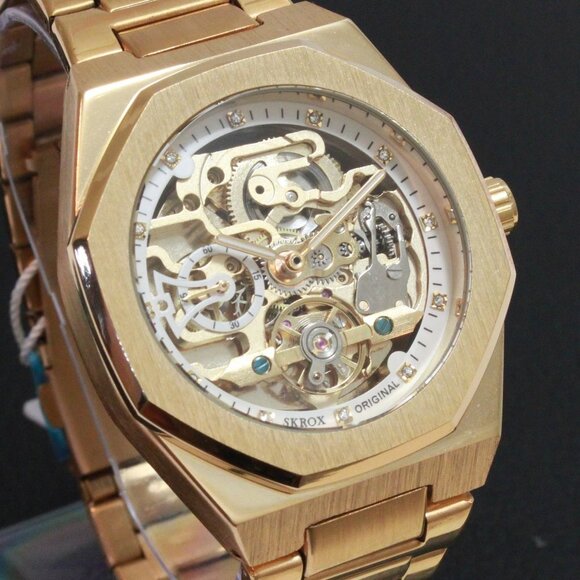 Men's Integrated Bracelet Sports Watch  Automatic See Through Dial, Back 41mm - Picture 8 of 15